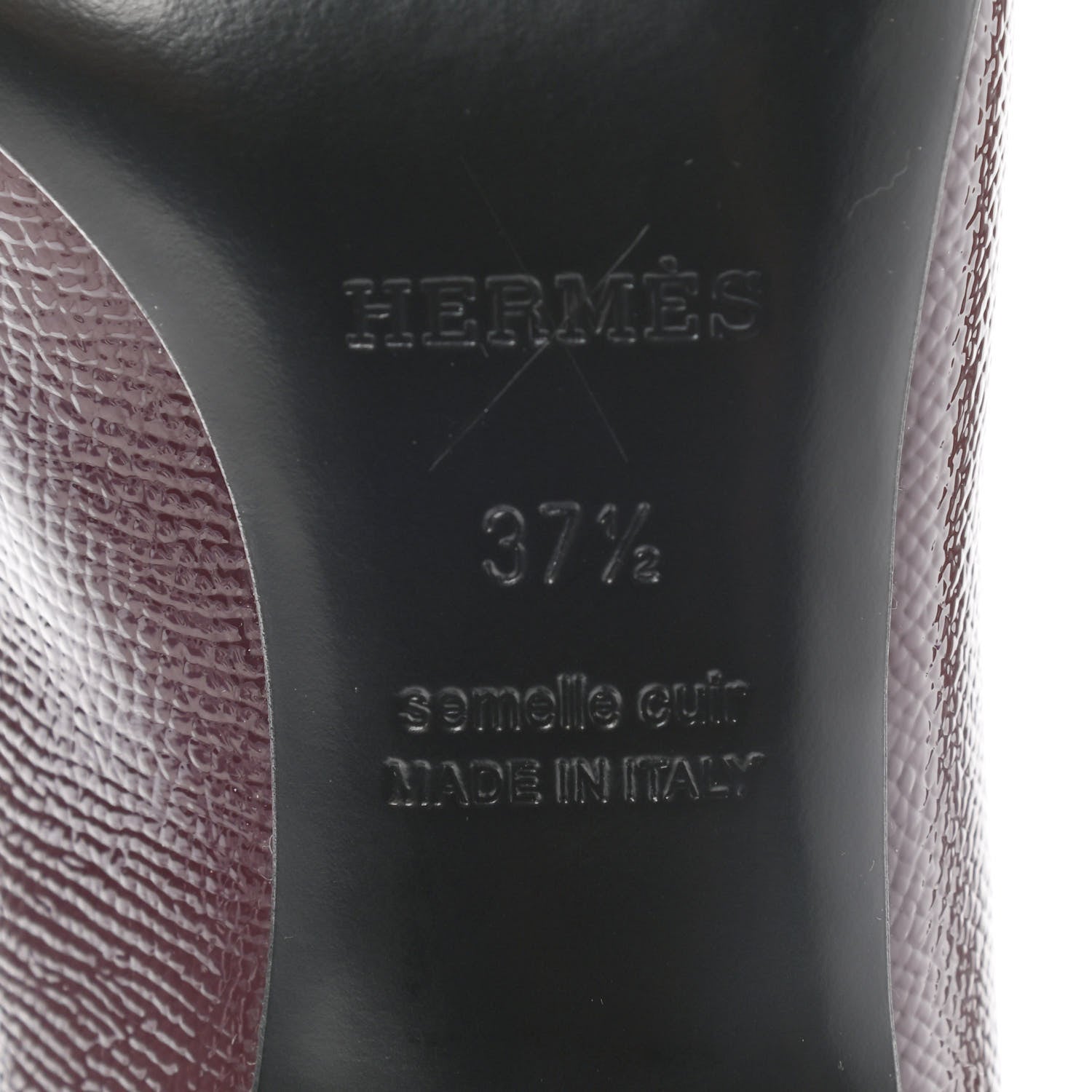 Hermes Patent Epsom Lauren Pumps 37.5 Bordeaux 7 of 7