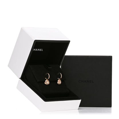 Chanel 18K Rose Gold Diamond Extrait de Camelia Drop Earrings 6 of 6