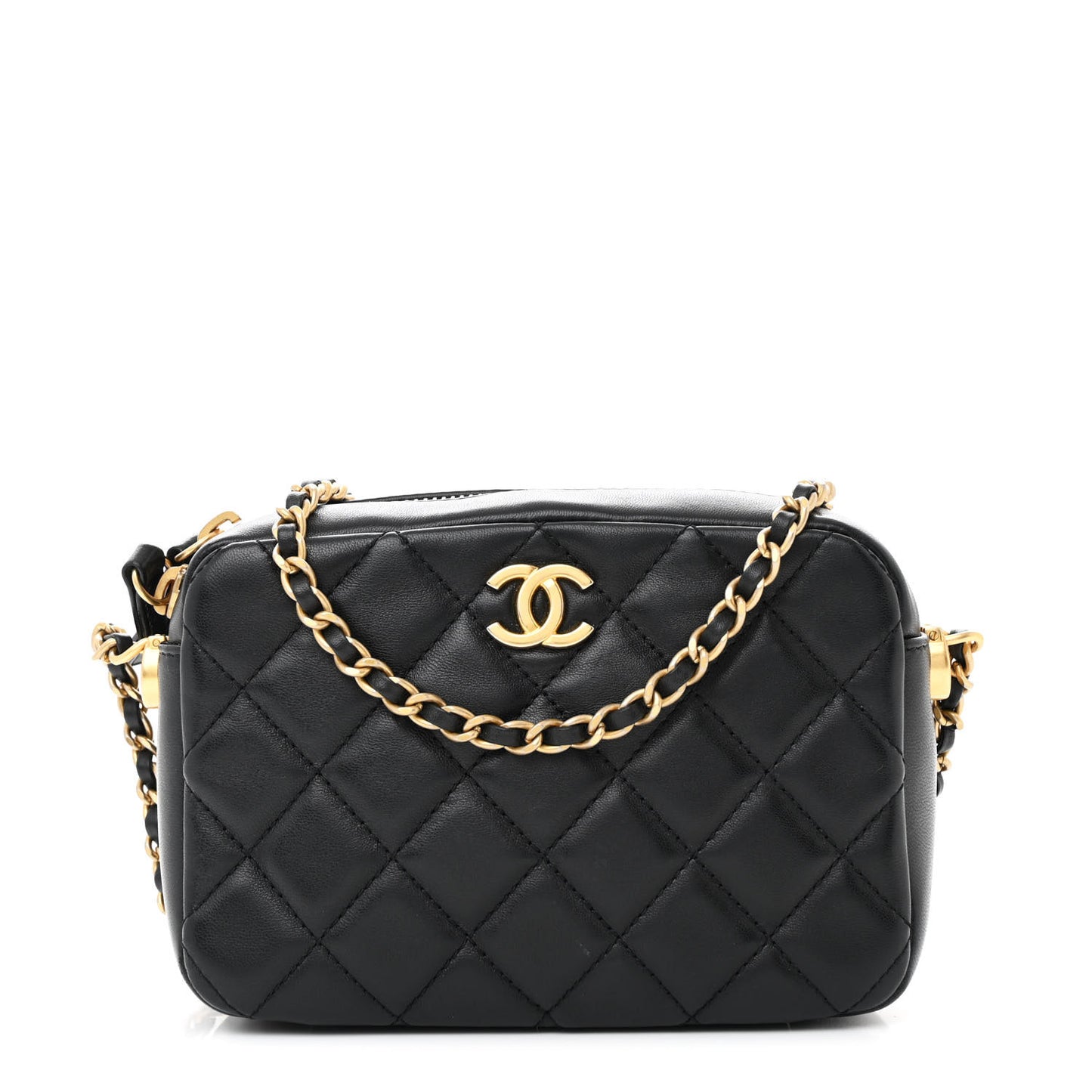 Lambskin Quilted CC Pearl Crush Camera Case Black