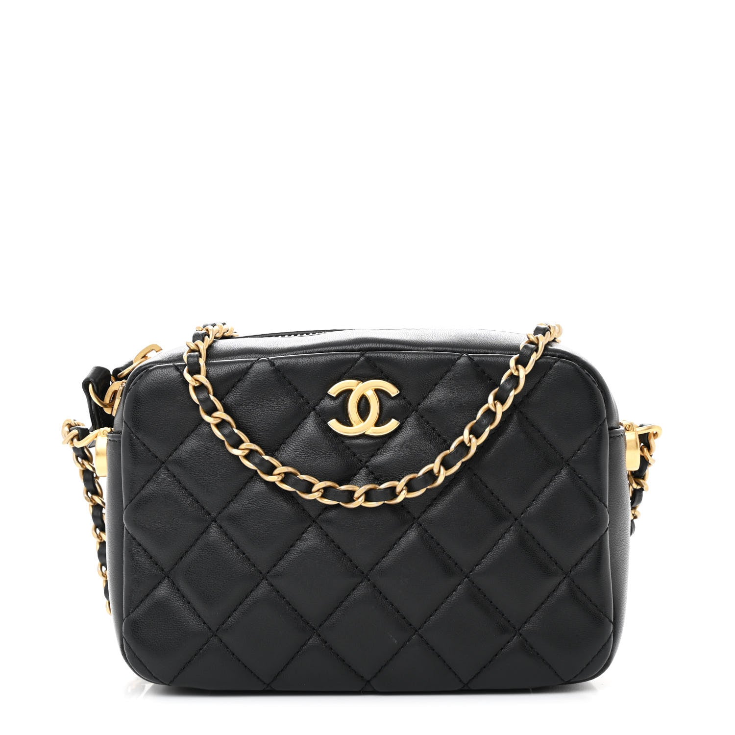 Chanel Lambskin Quilted CC Pearl Crush Camera Case Black 1 of 11