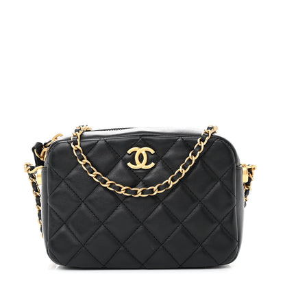 Chanel Lambskin Quilted CC Pearl Crush Camera Case Black 1 of 11