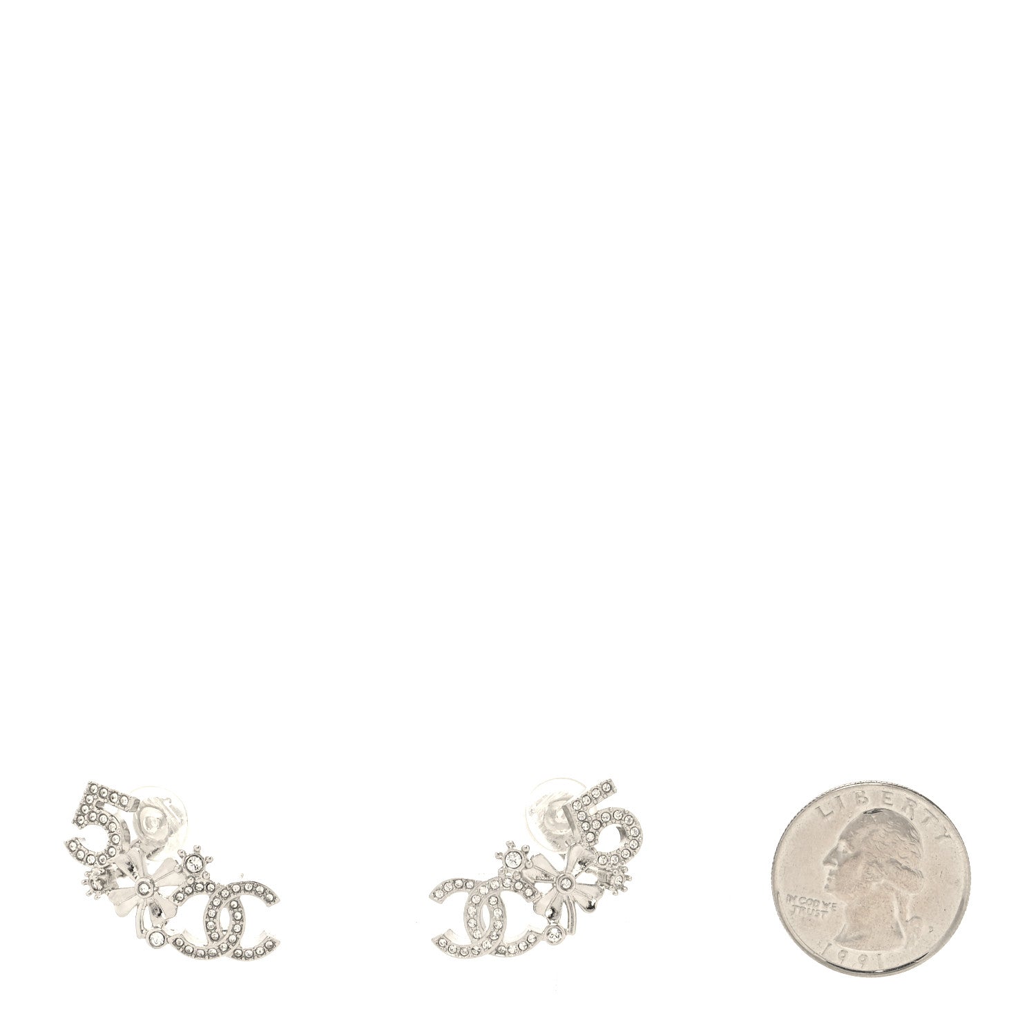 Chanel Crystal Star 5 CC Earrings Silver 2 of 4