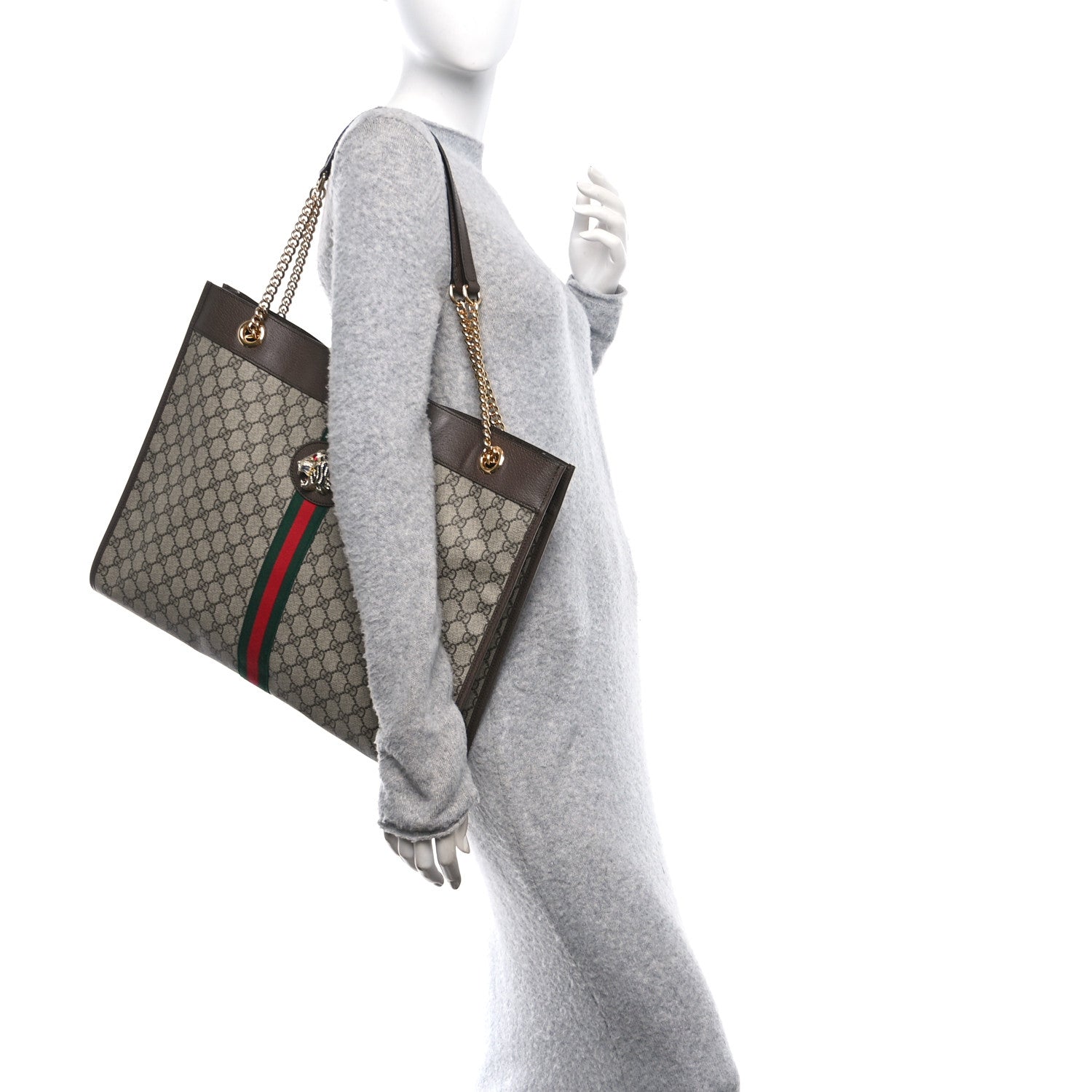 Gucci GG Supreme Monogram Large Rajah Chain Tote Beige New Acero 2 of 11