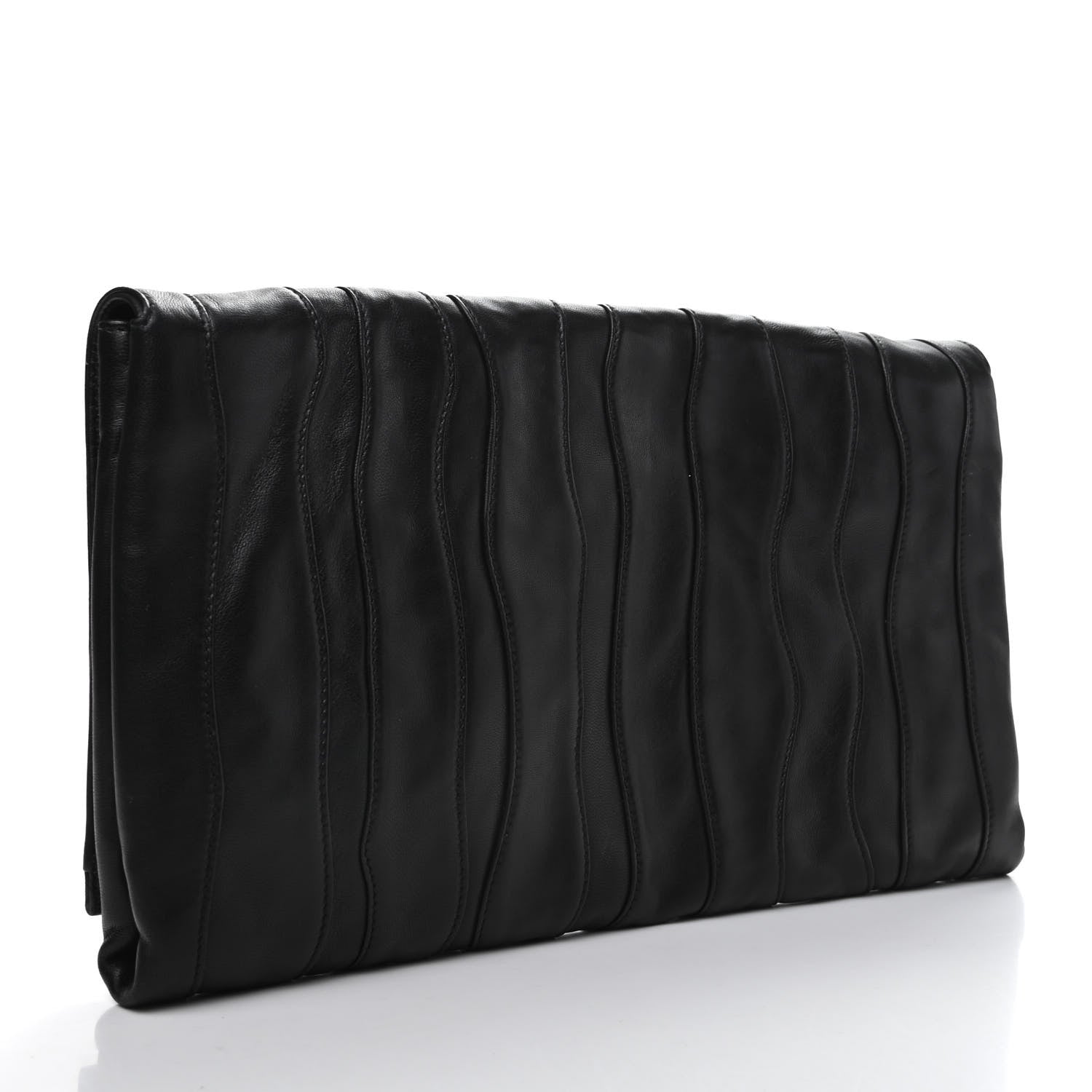 Prada Nappa Pleated Clutch Black 3 of 6