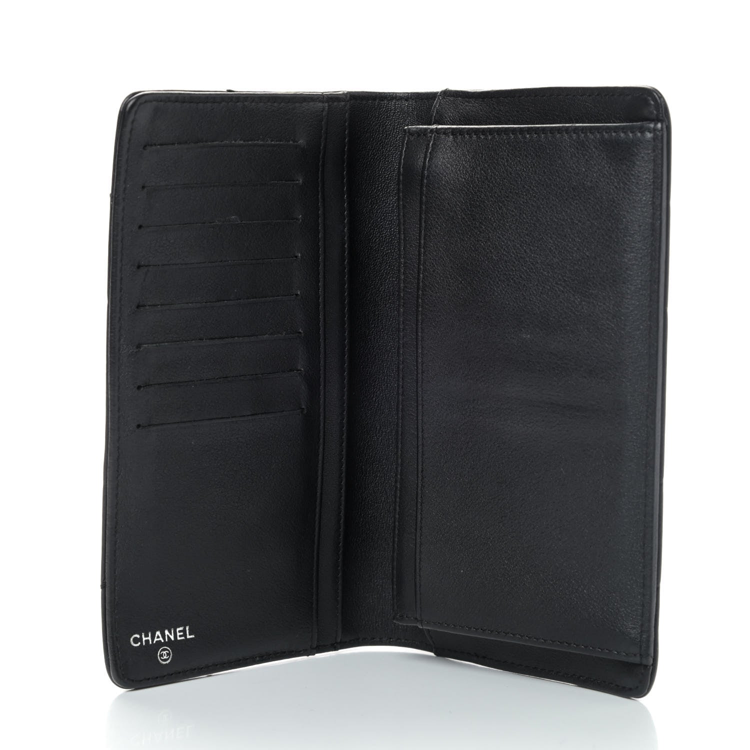 Chanel Calfskin Chevron CC All Day Long Yen Wallet Black 4 of 5