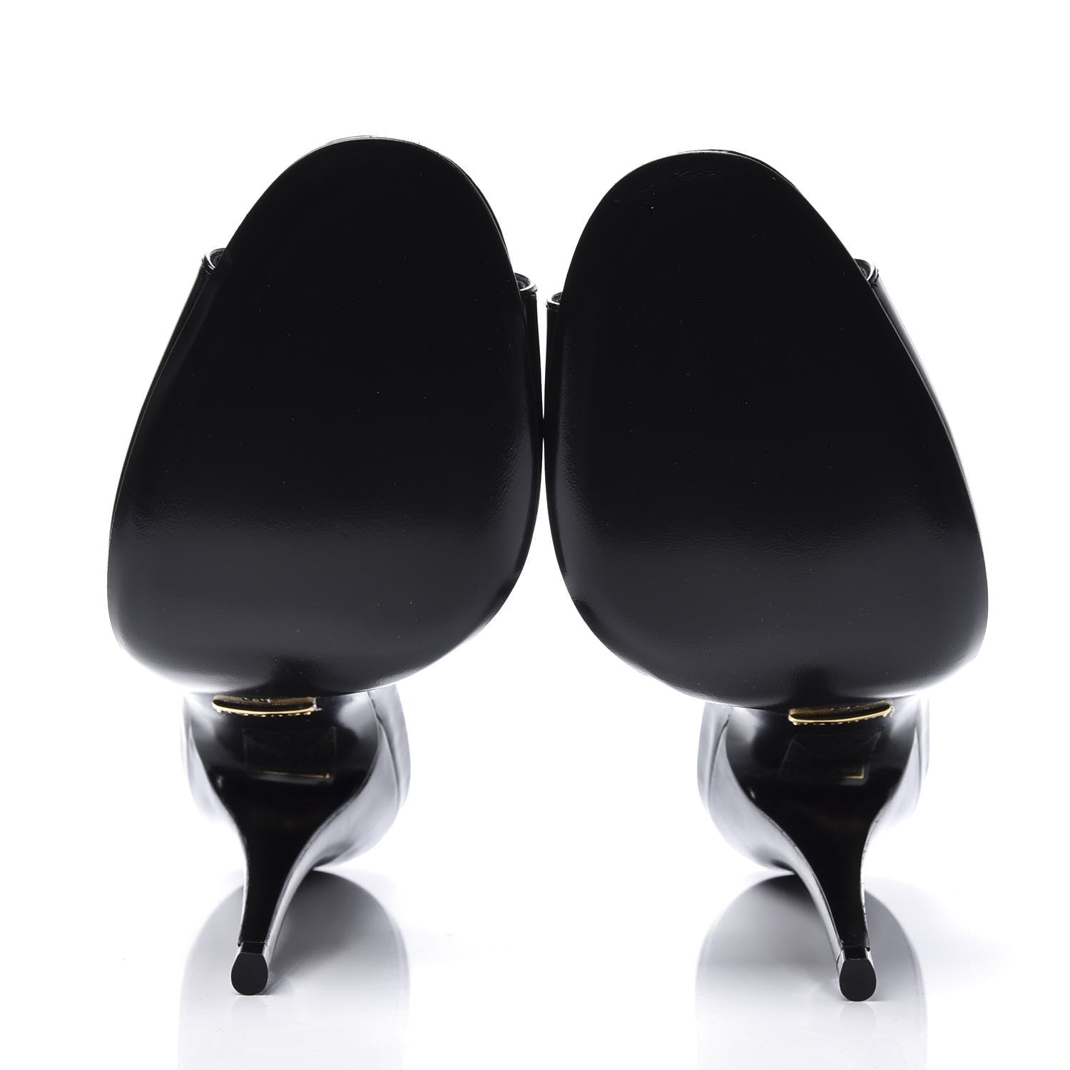 Gucci Polished Calfskin Scarlet High Heel Slide Sandals 39 Black 6 of 11