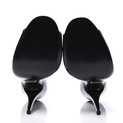 Gucci Polished Calfskin Scarlet High Heel Slide Sandals 39 Black 6 of 11