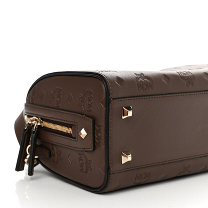 MCM Calfskin Ottomar Monogram Essential Boston Bag Chestnut 8 of 9