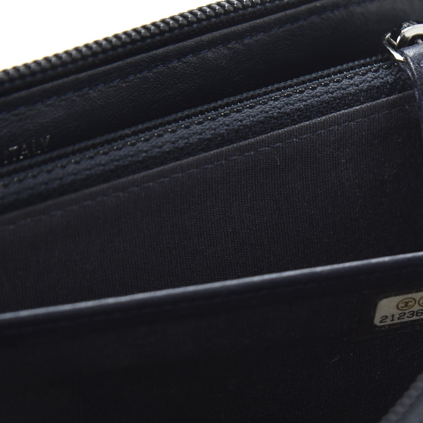 Lambskin Quilted Boy Zip Around Wallet Navy