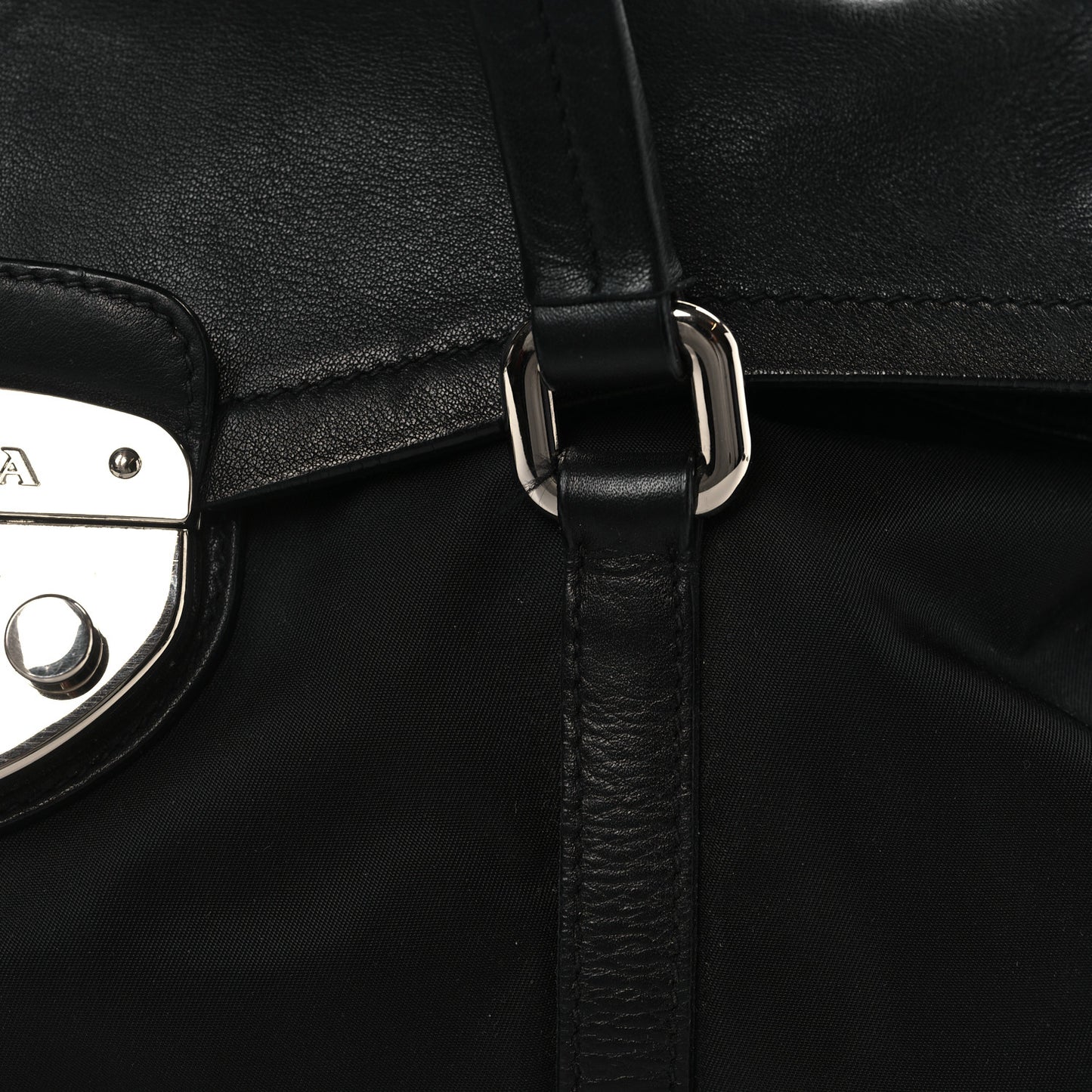 Tessuto Nylon Vitello Foldover Pushlock Satchel Black