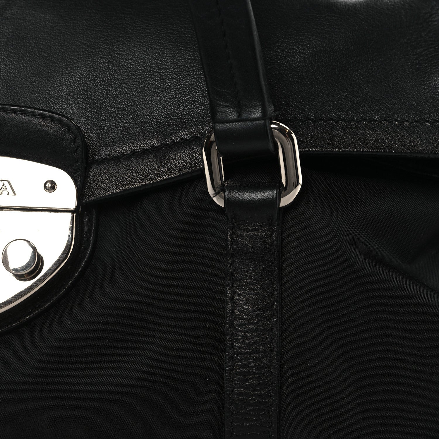 Prada Tessuto Nylon Vitello Foldover Pushlock Satchel Black 10 of 10