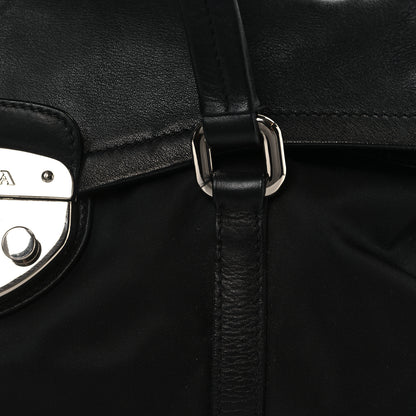 Prada Tessuto Nylon Vitello Foldover Pushlock Satchel Black 10 of 10
