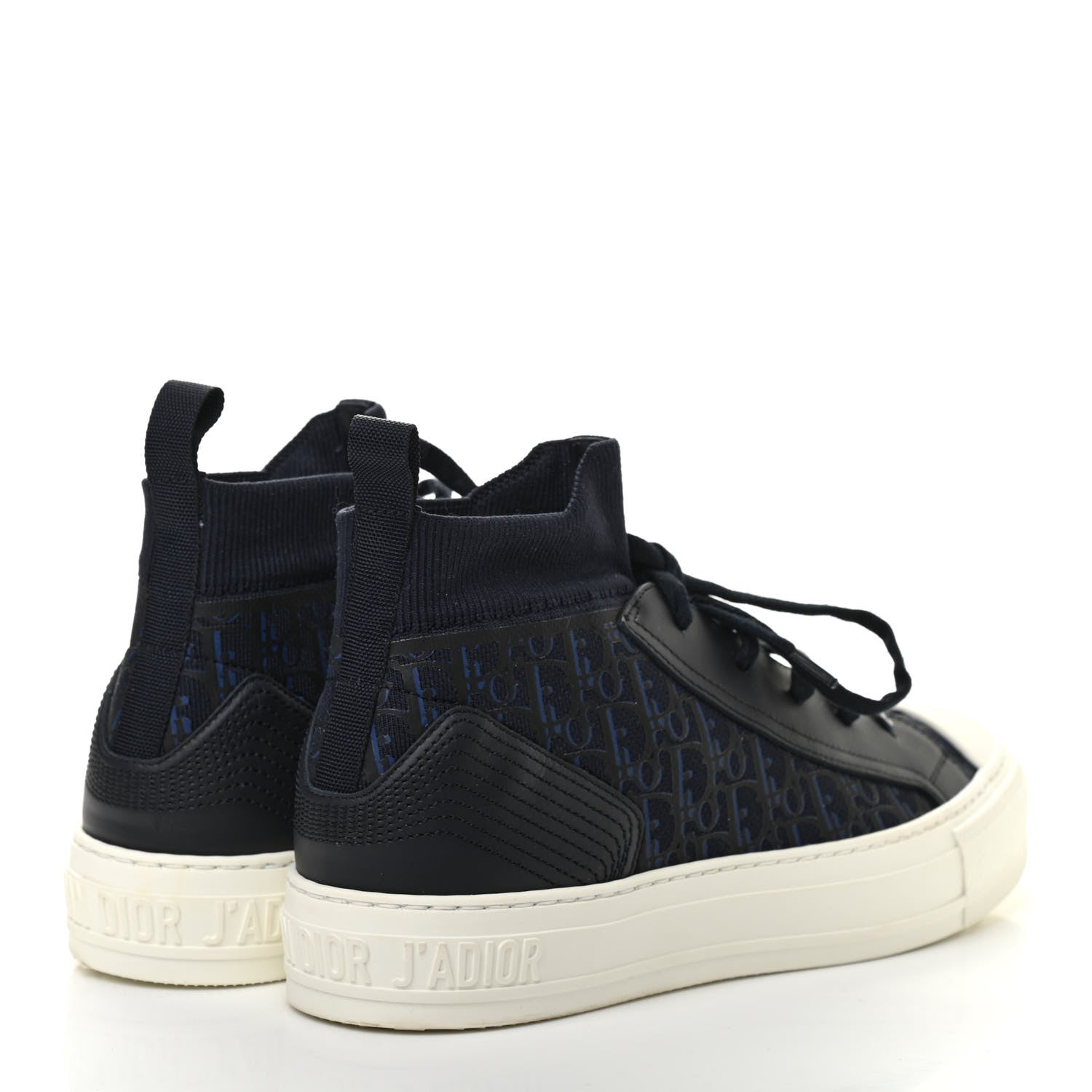 Christian Dior Technical Mesh Calfskin Womens Oblique Walk'N'Dior High Top Sneakers 39.5 Deep Blue 4 of 7