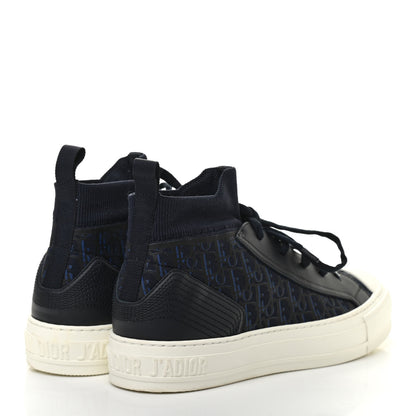 Christian Dior Technical Mesh Calfskin Womens Oblique Walk'N'Dior High Top Sneakers 39.5 Deep Blue 4 of 7