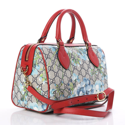 Gucci GG Supreme Monogram Blooms Small Boston Beige Blue Navy Hibiscus Red 3 of 7