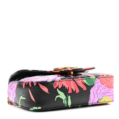 Gucci X KEN SCOTT Calfskin Matelasse Floral Print Super Mini GG Marmont Shoulder Bag Black 4 of 10