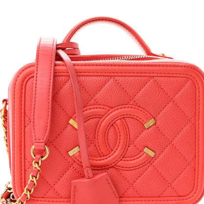 Chanel Caviar Quilted Small CC Filigree Vanity Case Coral 8 of 10