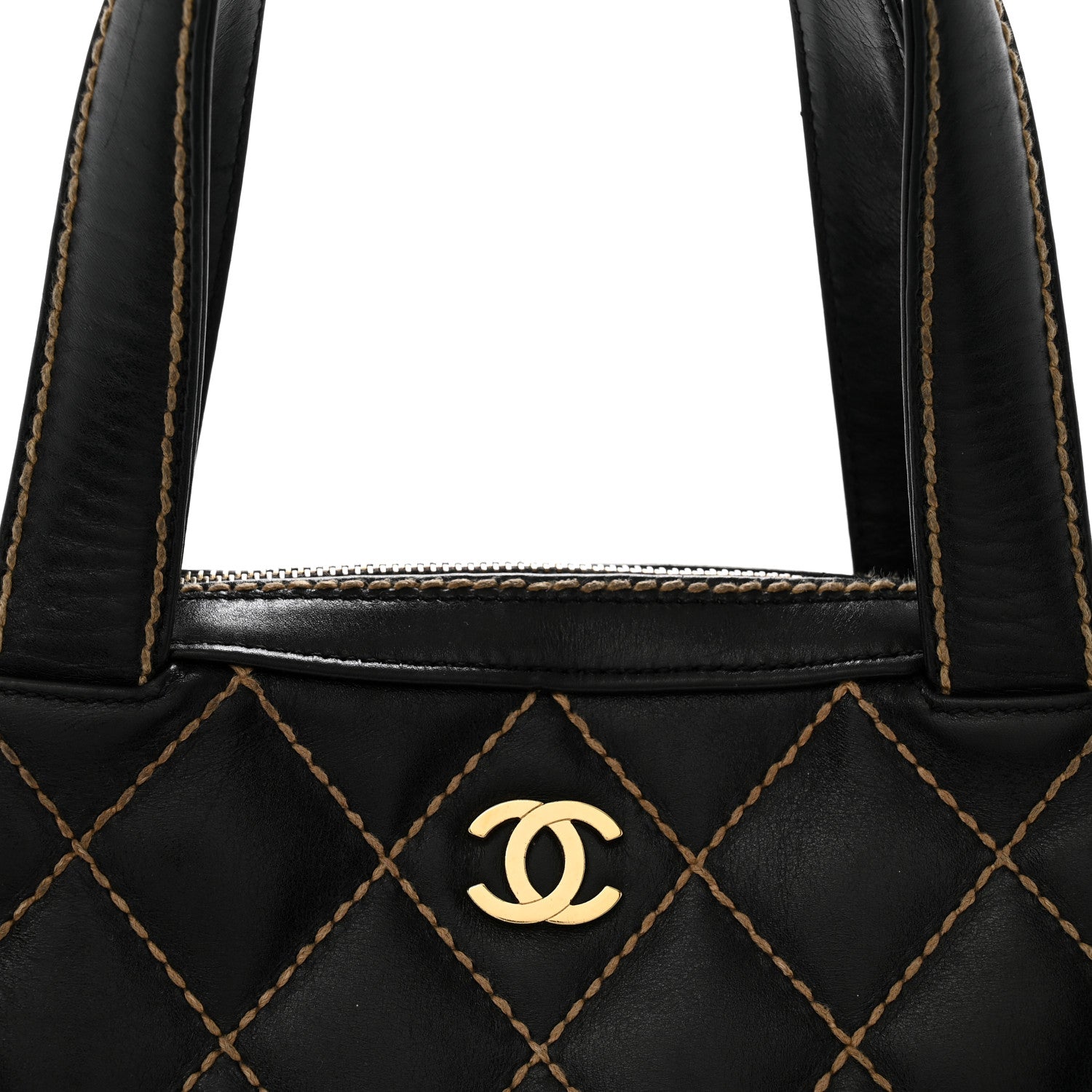 Chanel Calfskin Wild Stitch Vertical Top Handle Bag Black 7 of 9