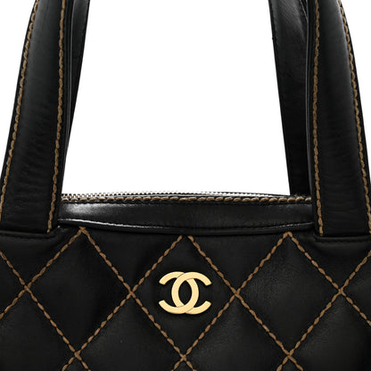 Chanel Calfskin Wild Stitch Vertical Top Handle Bag Black 7 of 9