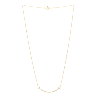 Tiffany 18K Yellow Gold Diamond Small T Smile Pendant Necklace 3 of 4