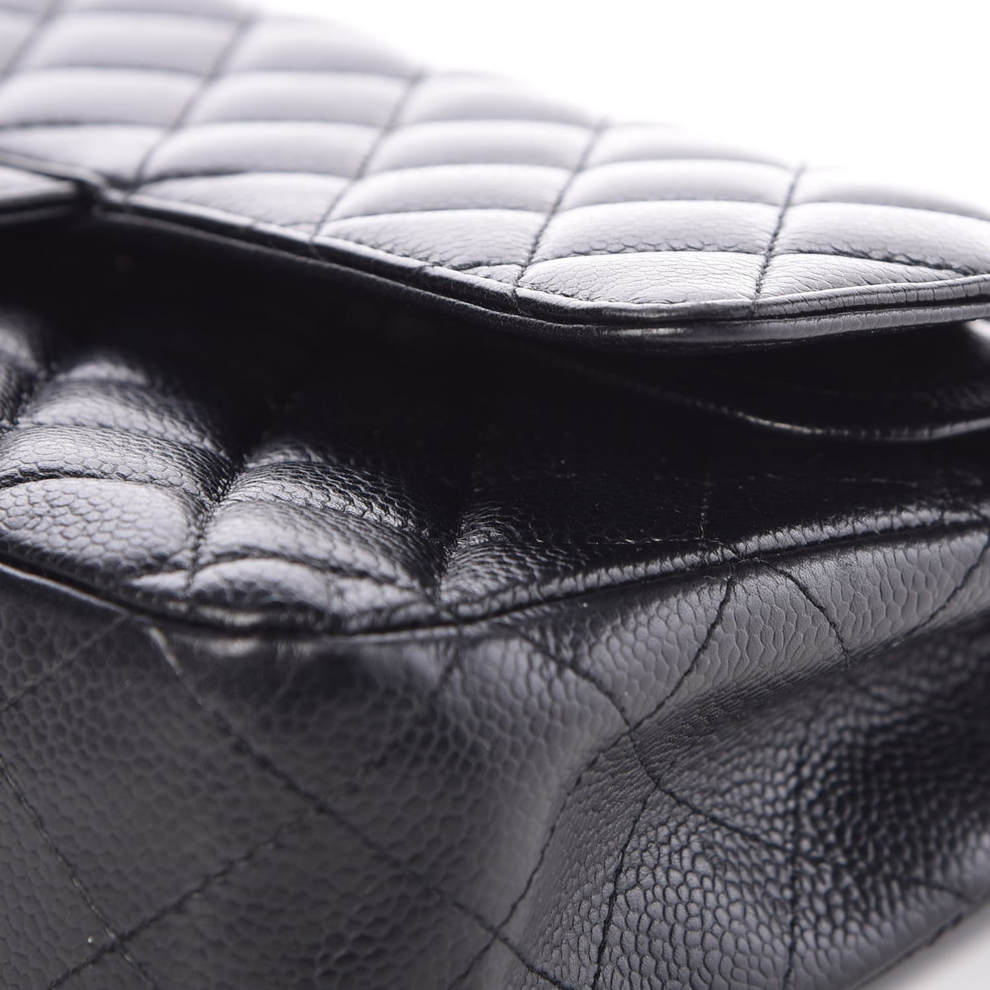 Caviar Quilted Medium Double Flap Black