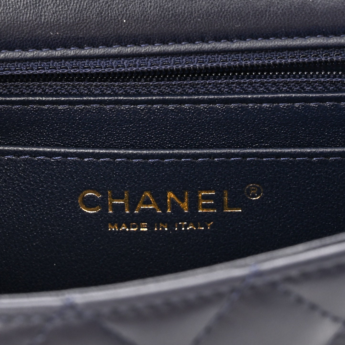 Lambskin Quilted Mini Rectangular Flap Dark Navy Blue
