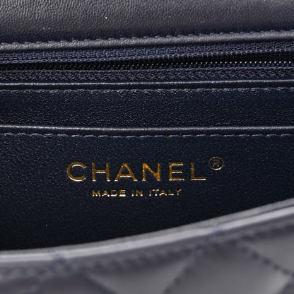 Chanel Lambskin Quilted Mini Rectangular Flap Dark Navy Blue 5 of 9