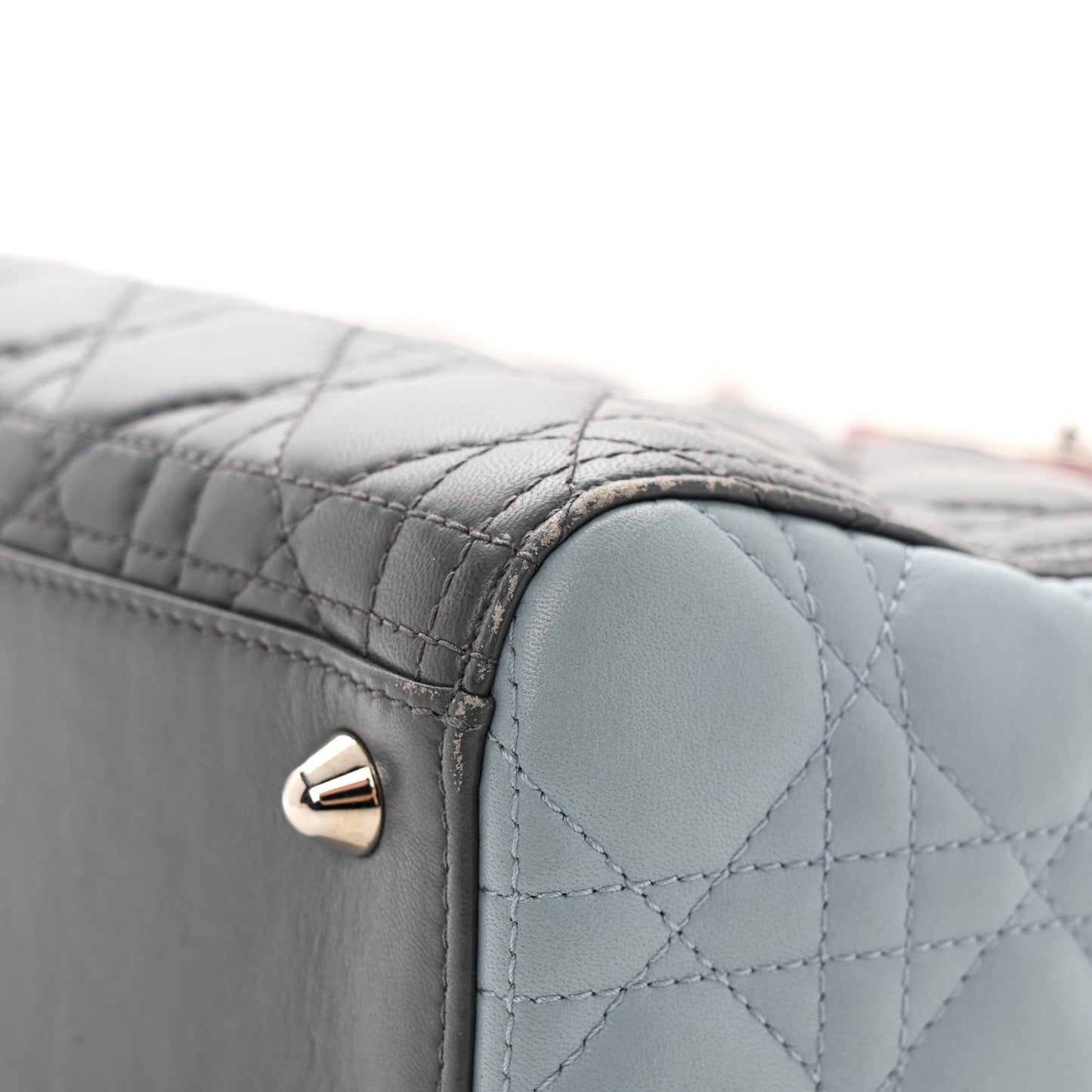 Lambskin Cannage Large Tri-Color Lady Dior Grey Blue Pink