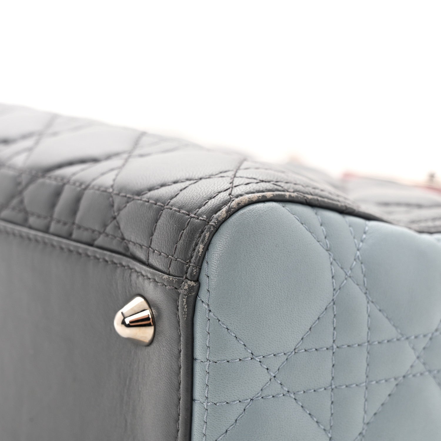 Christian Dior Lambskin Cannage Large Tri-Color Lady Dior Grey Blue Pink 10 of 20