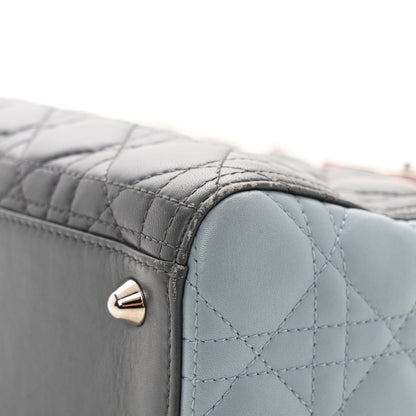 Christian Dior Lambskin Cannage Large Tri-Color Lady Dior Grey Blue Pink 10 of 20