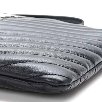 Saint Laurent Calfskin Matelasse Chevron Monogram A5 Wristlet Black 9 of 10