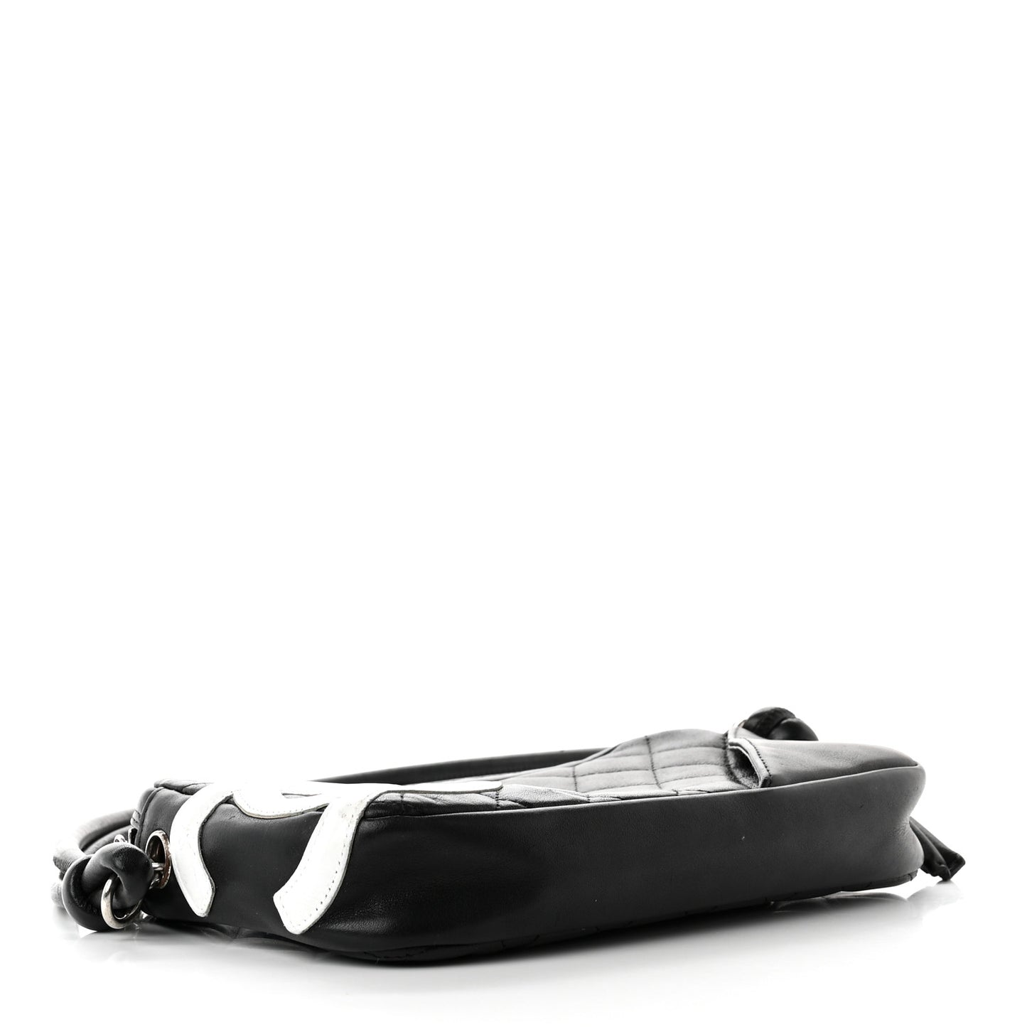 Calfskin Quilted Cambon Pochette Black White