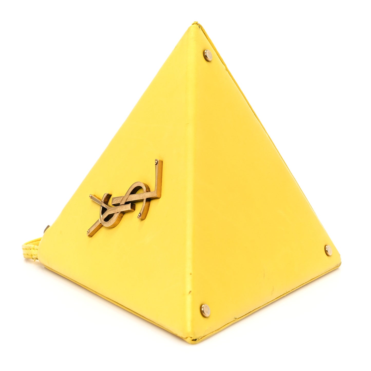 Lambskin Pyramid Clutch Yellow
