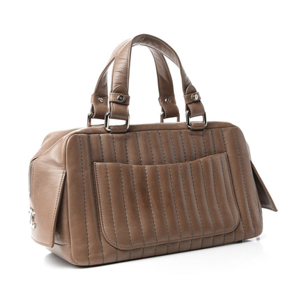 Chanel Lambskin Vertical Quilted Mademoiselle Satchel Dark Beige 3 of 12