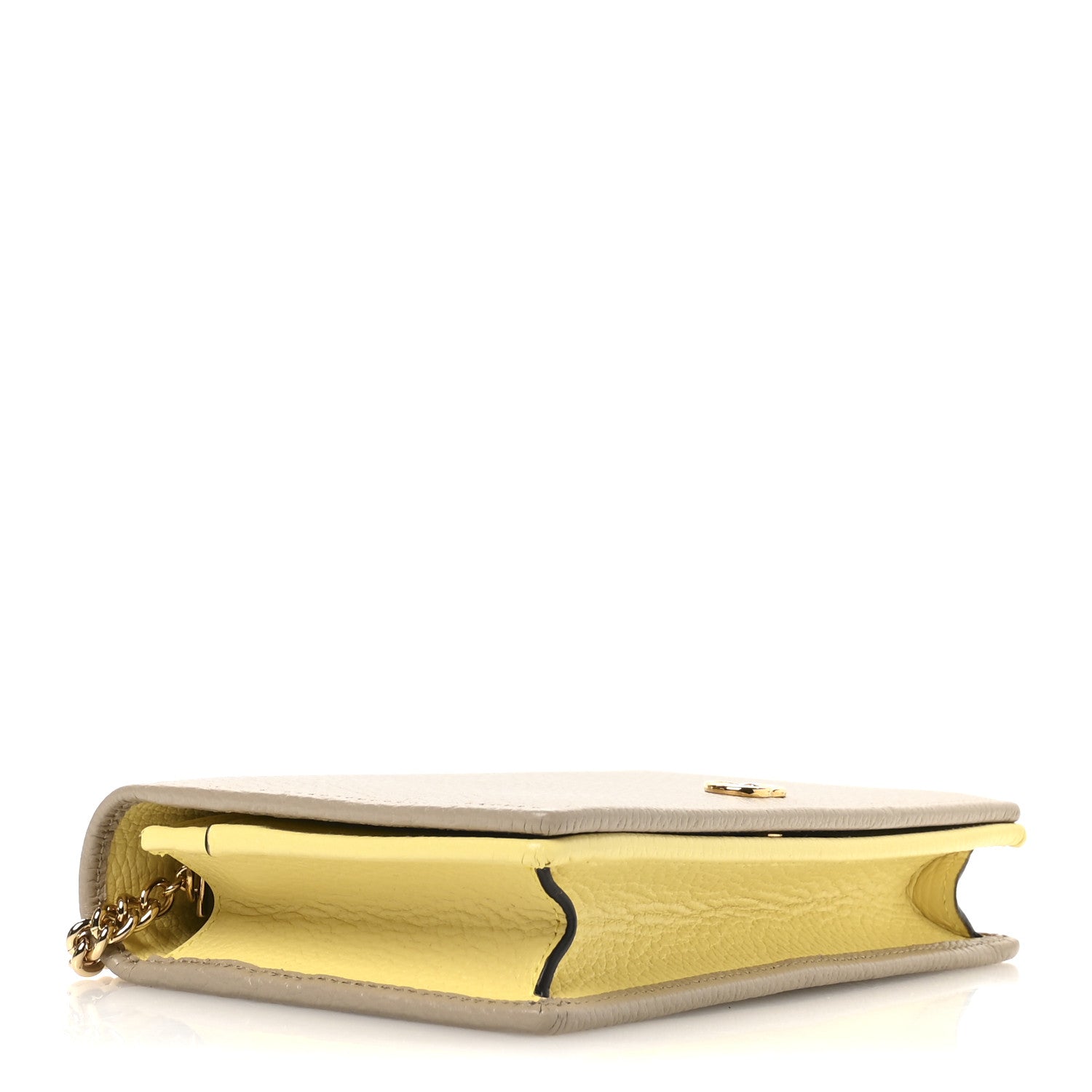 Gucci Dollar Calfskin Mini GG Marmont Chain Wallet Taupe Light Yellow 4 of 11