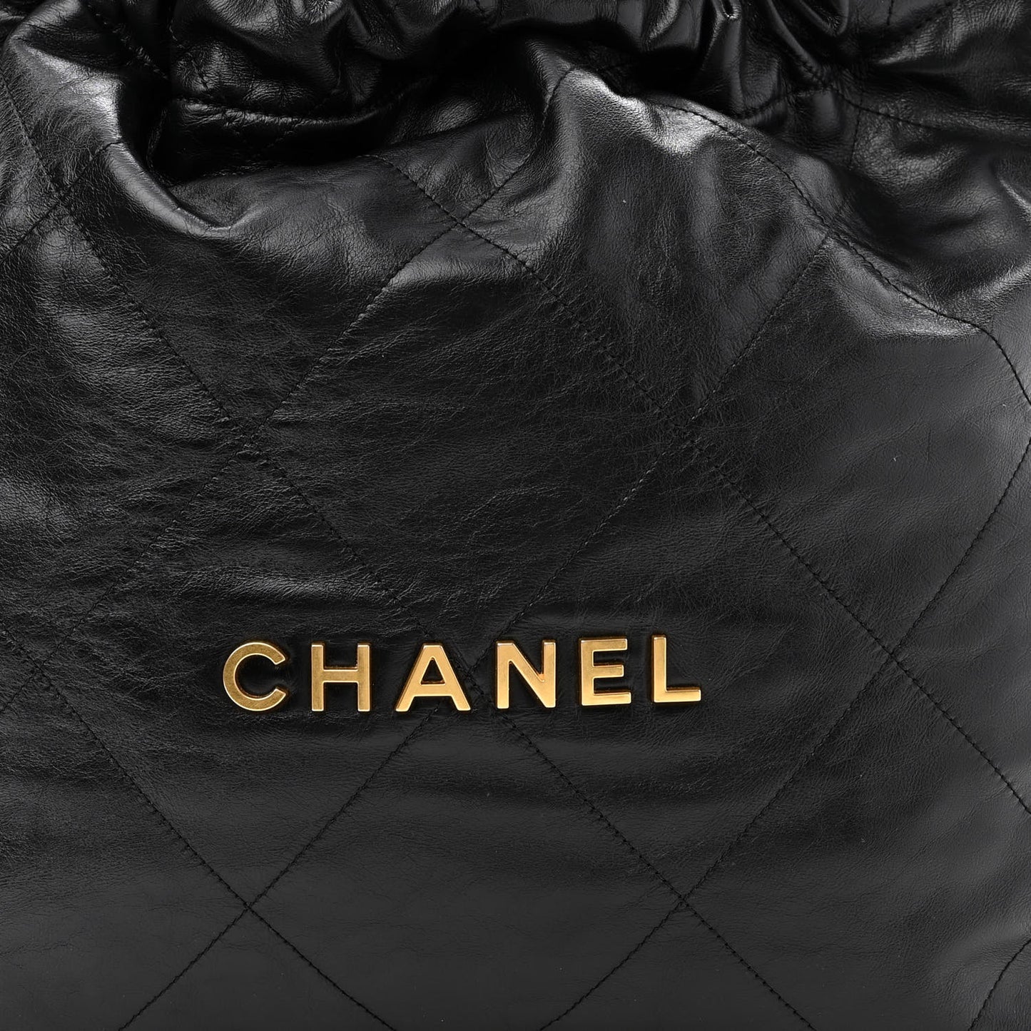 Shiny Calfskin Quilted Chanel 22 Black