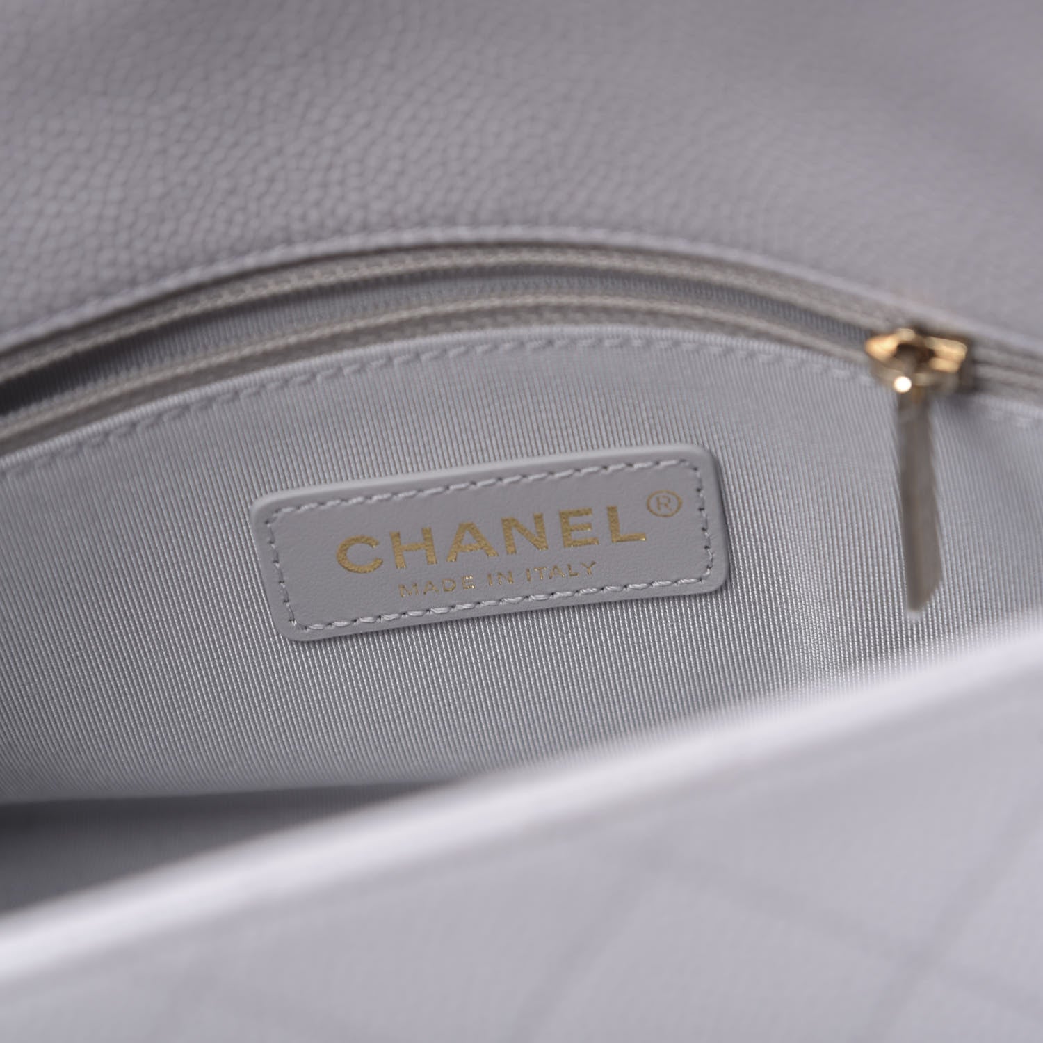 Chanel Grained Calfskin Quilted Single Flap Grey 6 of 10