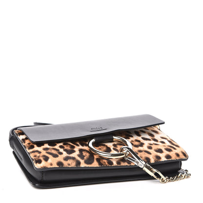 Chloe Calfskin Pony Hair Leopard Print Small Faye Shoulder Bag Abstract White 4 of 9