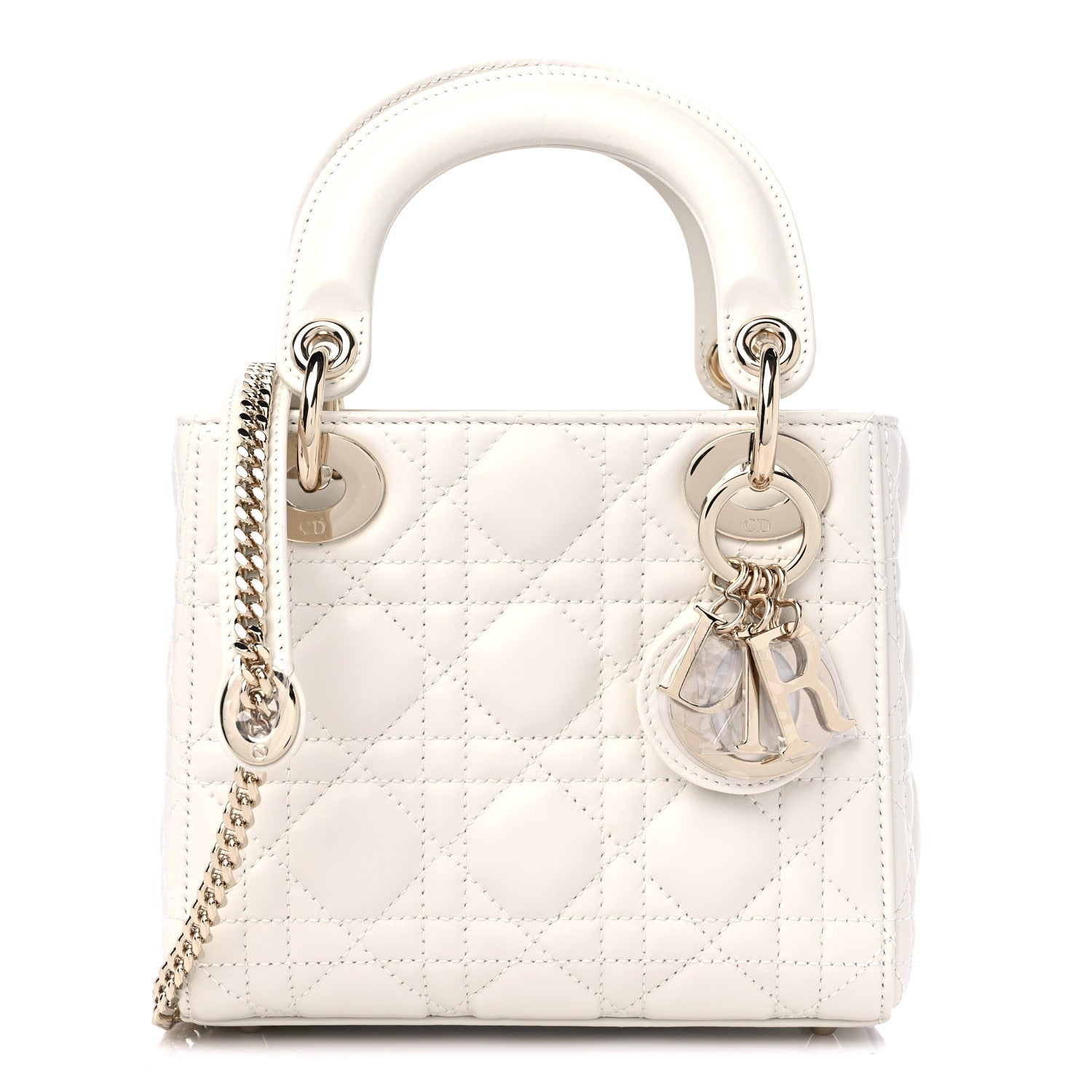 Christian Dior Lambskin Cannage Mini Lady Dior Off White 1 of 9