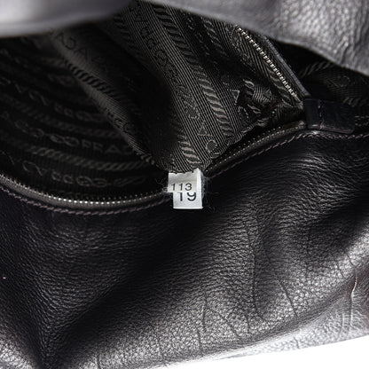 Prada Metallic Buffalo Easy A Foldover Pushlock Satchel Dark Grey 5 of 10