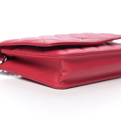 Chanel Lambskin Quilted Wallet On Chain WOC Dark Pink 8 of 10