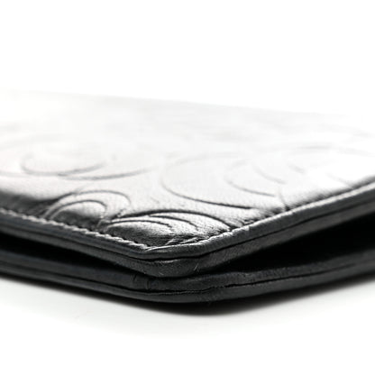Chanel Lambskin Camellia Embossed Yen Wallet Black 12 of 13