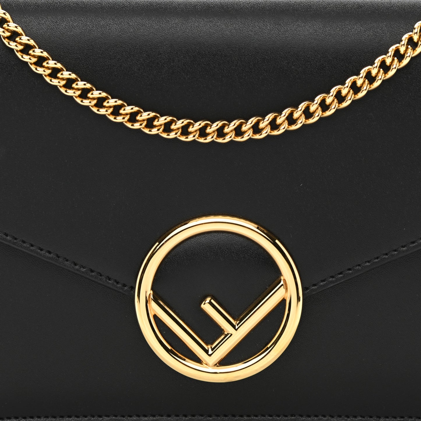 Vitello Liberty Lucido F is Fendi Medium Envelope Wallet on Chain Black