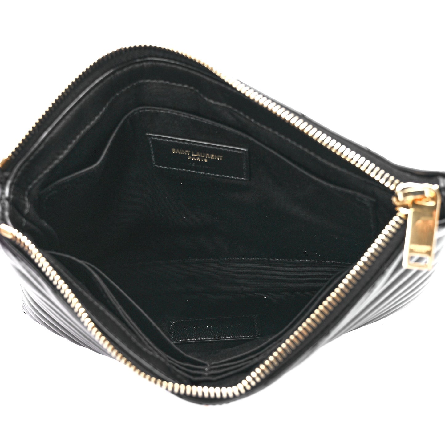 Calfskin Matelasse Chevron Monogram A5 Wristlet Black