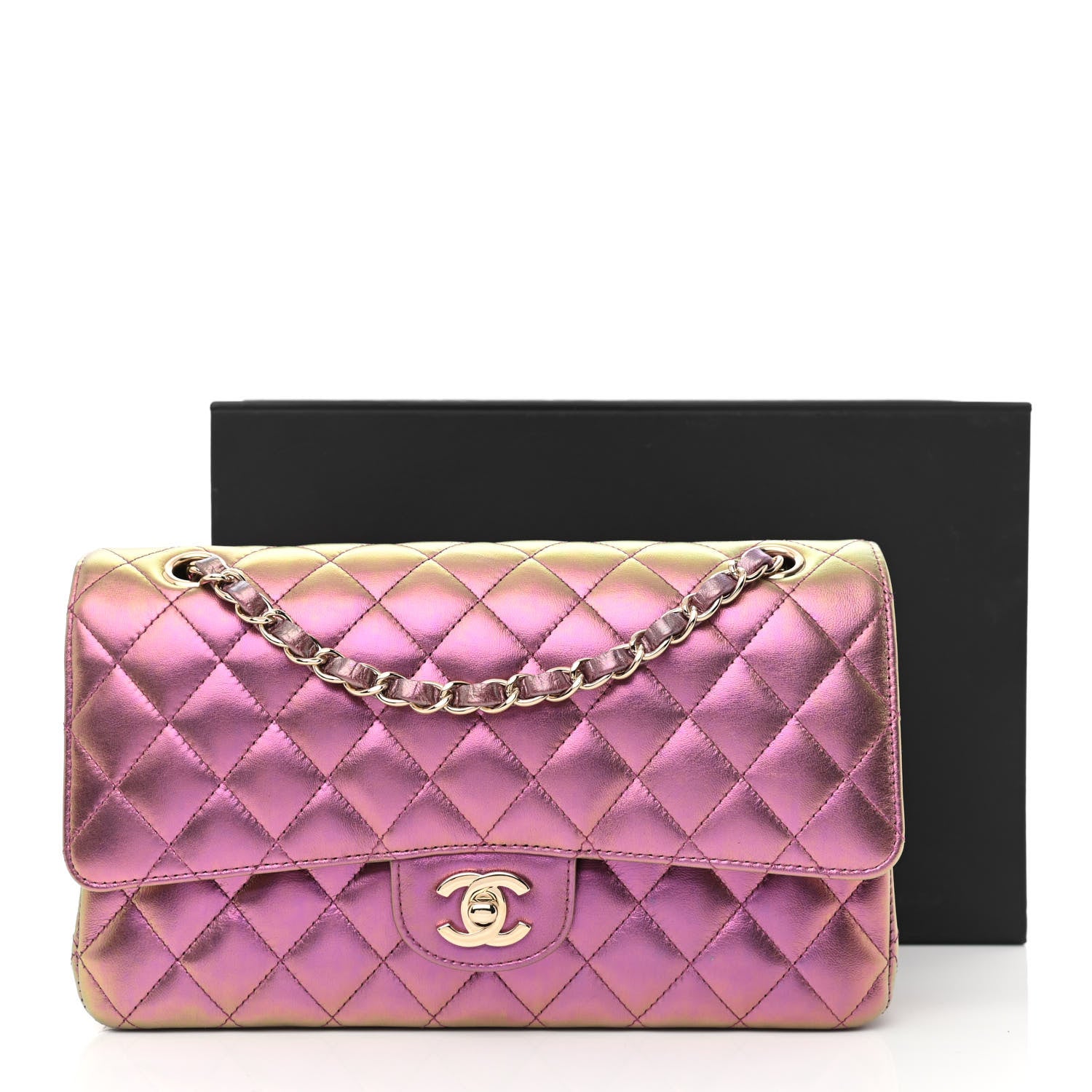 Chanel Iridescent Lambskin Quilted Medium Double Flap Purple 11 of 11