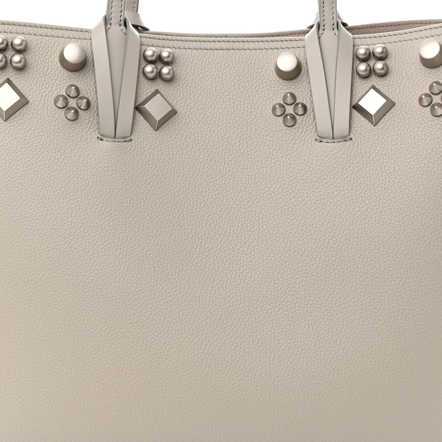 Calfskin Spikes Small East West Cabata Tote Light Grey