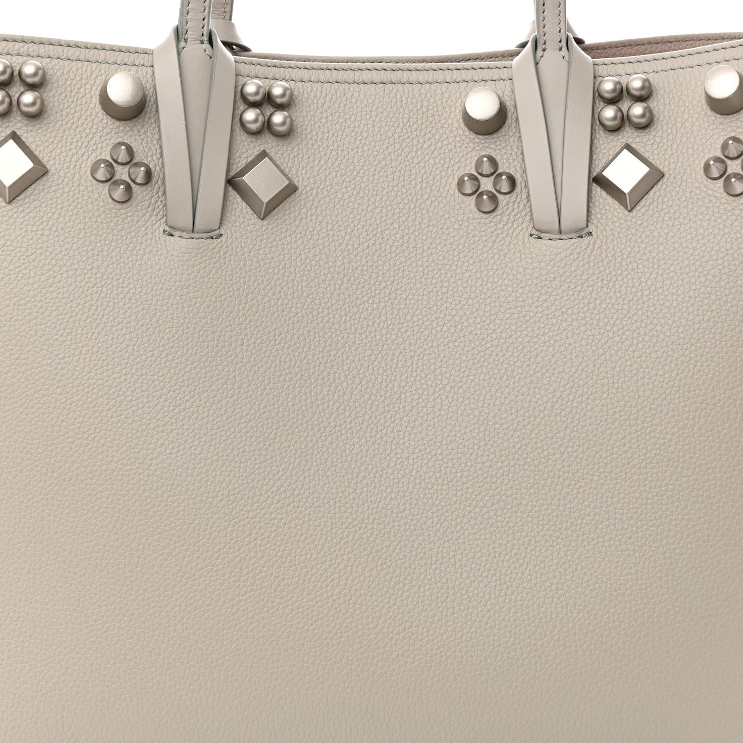 Christian Louboutin Calfskin Spikes Small East West Cabata Tote Light Grey 10 of 13
