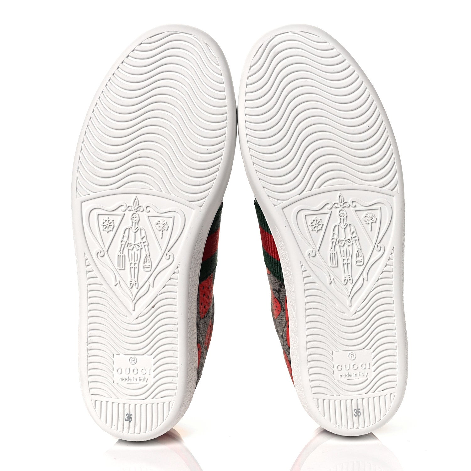 Gucci GG Supreme Monogram Strawberry Web Womens Ace Sneakers 35 Beige Multicolor Red Green 6 of 11