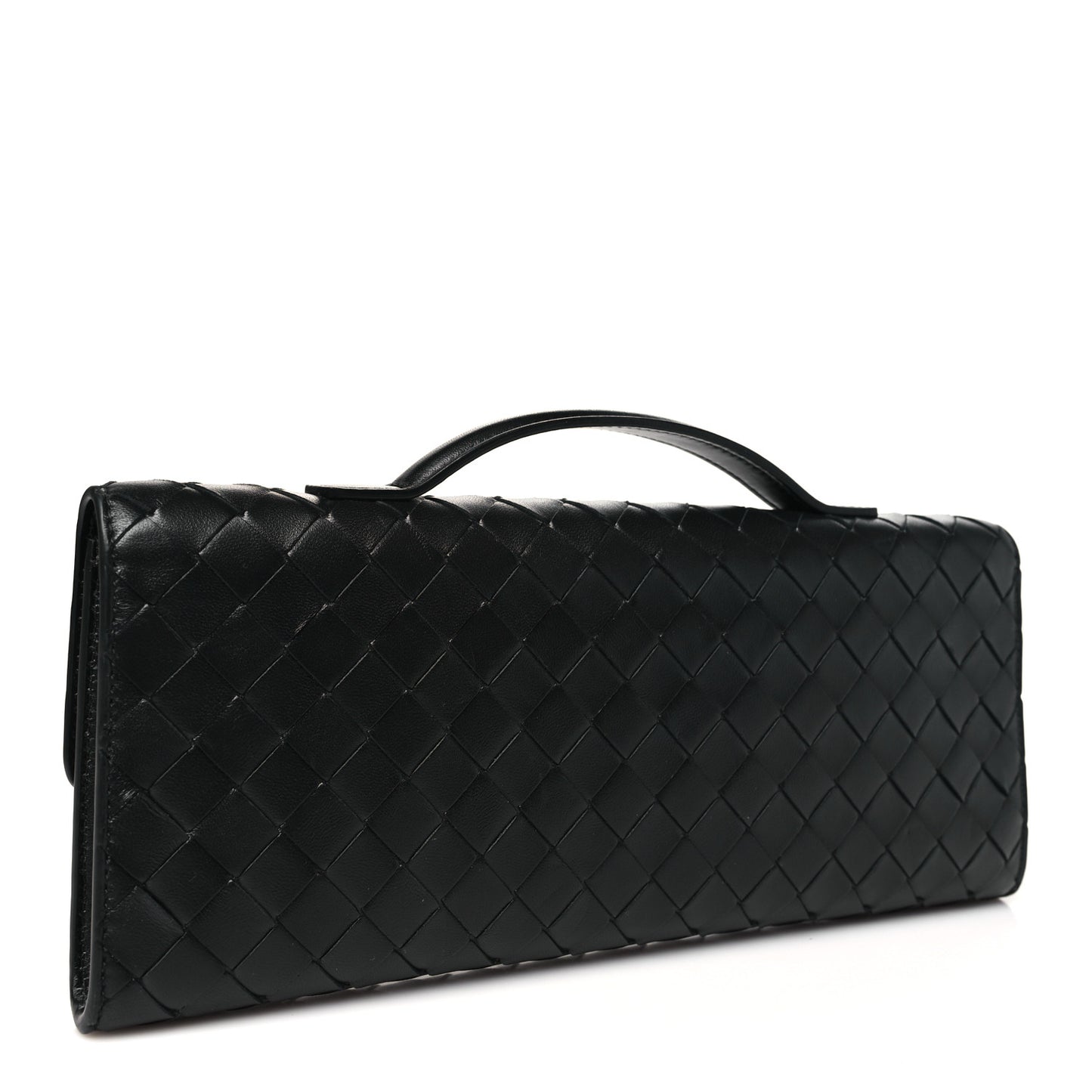 Nappa Intrecciato Long Andiamo Top Handle Clutch Black