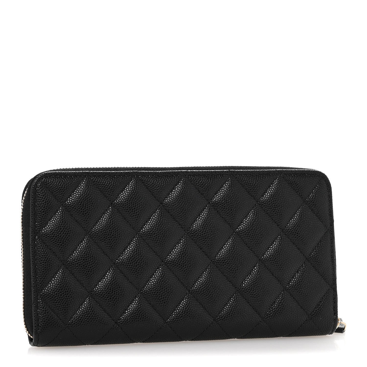 Chanel Caviar Quilted Enamel Long Zipped Wallet Black 3 of 9